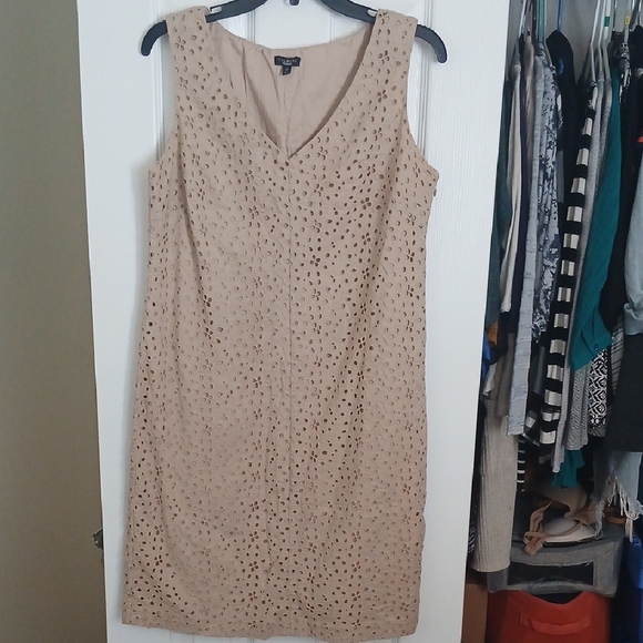 Talbots Dresses & Skirts - Talbots Tan Eyelet Midi Dress